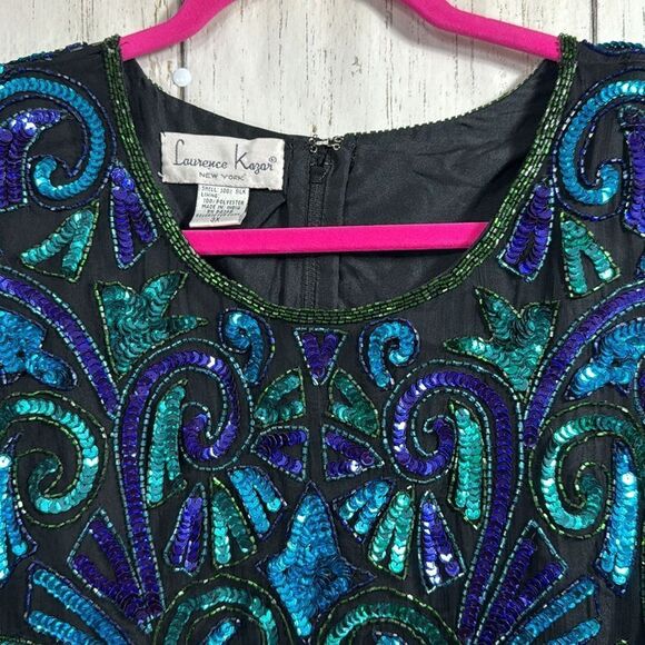 Laurence Kazar Vintage Silk Sequin Top Glam Partywear 3X Holiday Sparkle - Picture 7 of 16